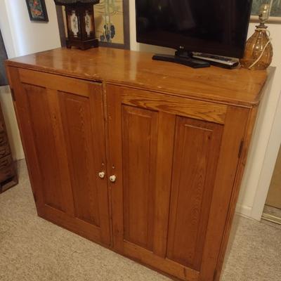 Vintage Solid Wood Double Door Cupboard (No Contents)