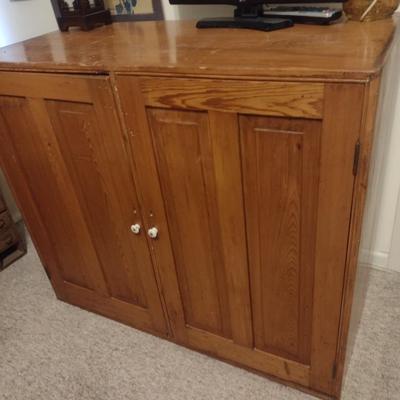 Vintage Solid Wood Double Door Cupboard (No Contents)