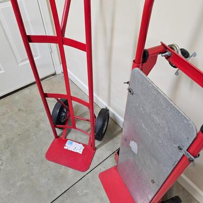Pair of Red Hand Trucks Including Milwaukee (G1-JS)