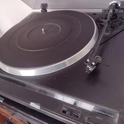 Assortment of Stereo Electronics Includes Sony, Onkyo Turntable and Amplifier, Other