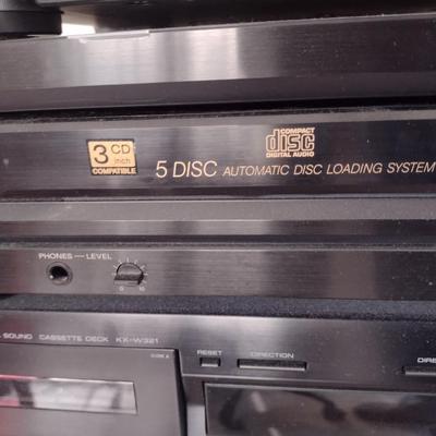 Assortment of Stereo Electronics Includes Sony, Onkyo Turntable and Amplifier, Other