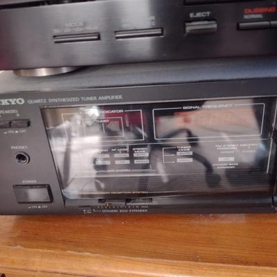Assortment of Stereo Electronics Includes Sony, Onkyo Turntable and Amplifier, Other