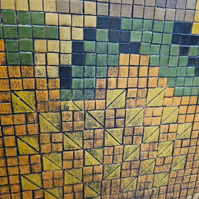 Vintage Mosaic Tile & Wood Fireplace Screen (G1-JS)