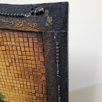 Vintage Mosaic Tile & Wood Fireplace Screen (G1-JS)