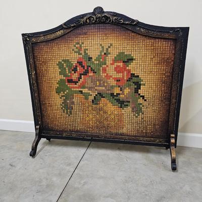 Vintage Mosaic Tile & Wood Fireplace Screen (G1-JS)