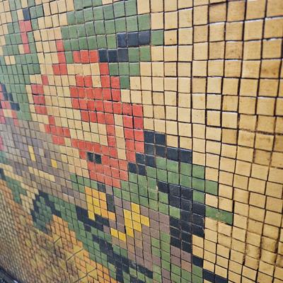 Vintage Mosaic Tile & Wood Fireplace Screen (G1-JS)