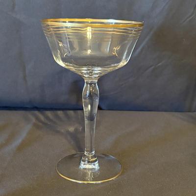Vintage Fostoria Gold-Rimmed Coupe & Tumbler Glasses (BD-SF)