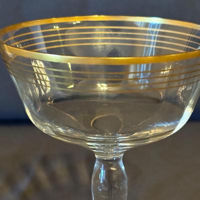 Vintage Fostoria Gold-Rimmed Coupe & Tumbler Glasses (BD-SF)