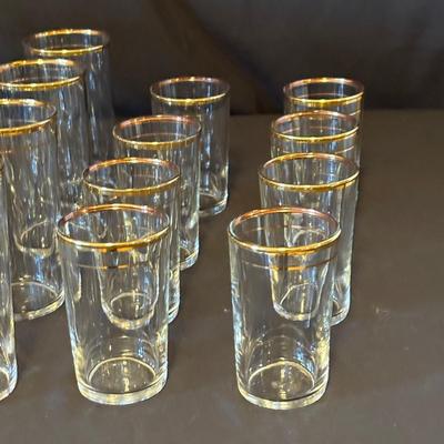 Vintage Fostoria Gold-Rimmed Coupe & Tumbler Glasses (BD-SF)