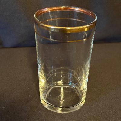 Vintage Fostoria Gold-Rimmed Coupe & Tumbler Glasses (BD-SF)