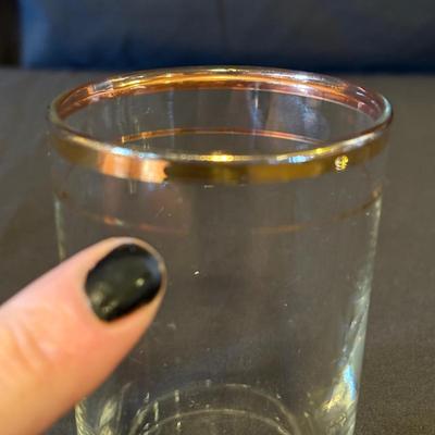 Vintage Fostoria Gold-Rimmed Coupe & Tumbler Glasses (BD-SF)