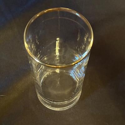 Vintage Fostoria Gold-Rimmed Coupe & Tumbler Glasses (BD-SF)