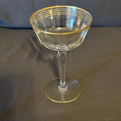 Vintage Fostoria Gold-Rimmed Coupe & Tumbler Glasses (BD-SF)