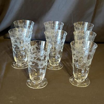 Floral Etched Footed Glass Tumblers (BD-SF)