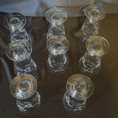 Floral Etched Footed Glass Tumblers (BD-SF)