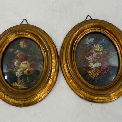 Sale Photo Thumbnail #63: In Gold-painted oval wooden frames. Measures approx. 4.5” x 4”. Good condition.