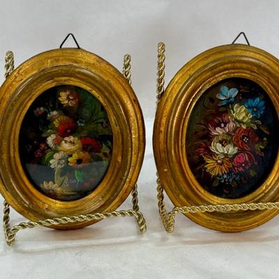 Sale Photo Thumbnail #65: In Gold-painted oval wooden frames. Measures approx. 4.5” x 4”. Good condition.