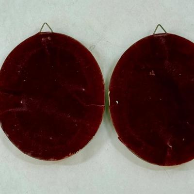 Sale Photo Thumbnail #64: In Gold-painted oval wooden frames. Measures approx. 4.5” x 4”. Good condition.