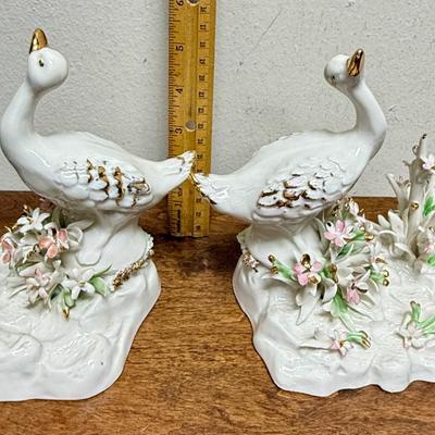 Sale Photo Thumbnail #162: Gilded gold, green and pink accents on the flowers. Approx. 5.5" tall, very good condition.