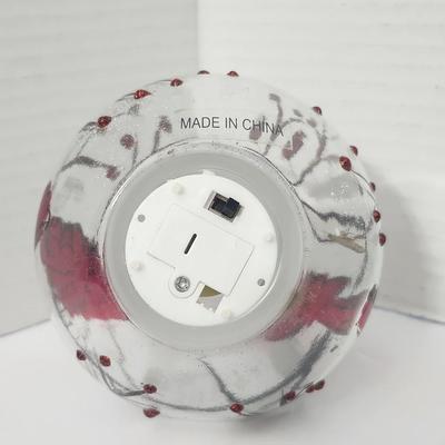 Cardinal Winter Scene Glass Lighted Vase Candle Holder Made in China Holiday Decor