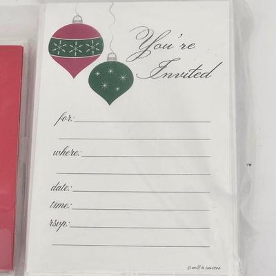 Holiday Party Invitation Card Sets Snowman & Ornament Designs Mixed Packaging Condition