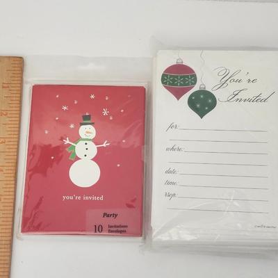 Holiday Party Invitation Card Sets Snowman & Ornament Designs Mixed Packaging Condition