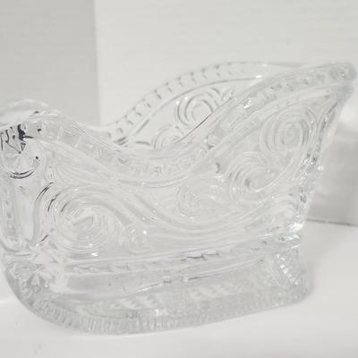 Vintage Lead Crystal Sleigh Candy Dish 24% Lead Crystal Made in USA with Original Box