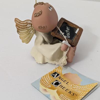 Angel Cheeks Teacher Figurine #1 Teacher Chalkboard Angel Kirk 2001 Resin Classroom Decor