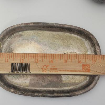 Vintage Silver Tone Creamer Sugar Bowl And Oval Serving Tray Three Piece Tabletop Set