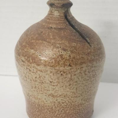Studio Art Pottery Coin Bank Brown Speckled Glaze Handmade Stoneware