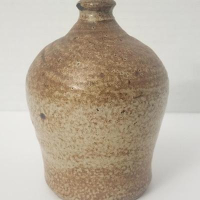 Studio Art Pottery Coin Bank Brown Speckled Glaze Handmade Stoneware
