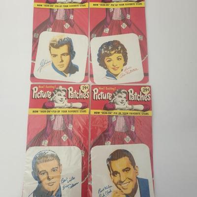 Vintage Picture Patches Iron On Celebrity Lot 4pc Johnny Fabian Dorothy Nelson