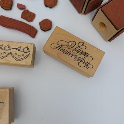 Lot Rubber Stamps Wood Mounted Crafting Music Birthday Anniversary Borders Designs