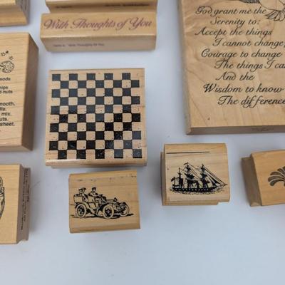 Lot Rubber Stamps Sympathy Birthday Holiday Sentiments Faces Patterns Crafting Supplies