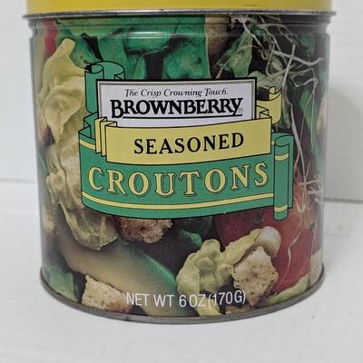 Vintage Brownberry Seasoned Croutons Tin 6 oz Retro Advertising Kitchen Collectible