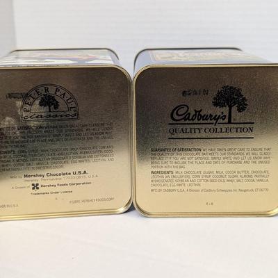 Lot of 2 Vintage Candy Tins Peter Paul Almond Joy & Cadbury’s Milk Chocolate Hershey 1990