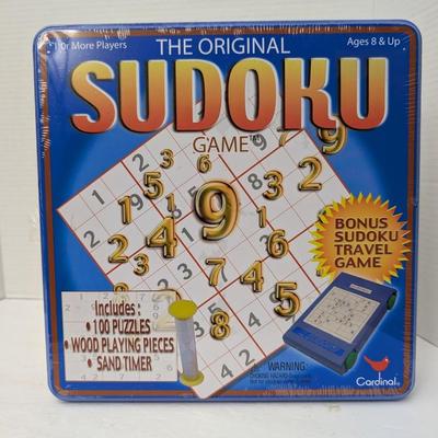2005 The Original Sudoku Game In Collectible Tin By Cardinal Sealed With Bonus Travel Game