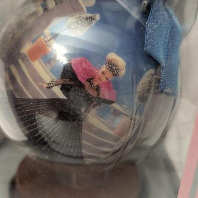 1998 Holiday Barbie 4" Decoupage Ornament With Stand In Original Box