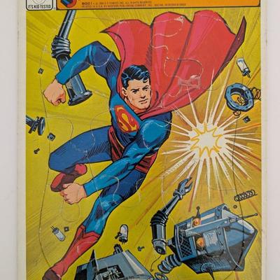 1966 Whitman Superman Frame Tray Puzzle DC Comics Robot Battle Vintage Superhero Art