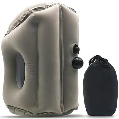 Inflatable Travel Pillow with Arm Hole and Face Support Portable Neck Rest Cushion