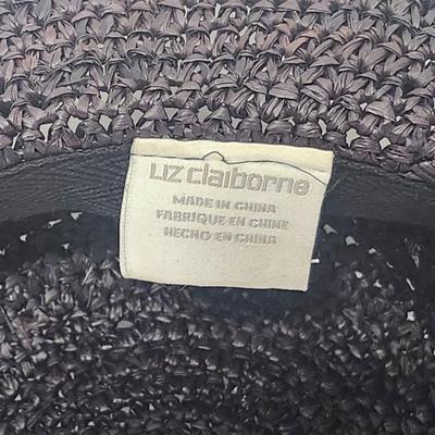 Liz Claiborne Women’s Black Woven Straw Style Hat Wide Brim Summer Sun Hat Made In China