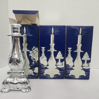 Avon Silverplate Style Candle Holders Lot of 3 Vintage Holiday Dinner Table Decor With Boxes