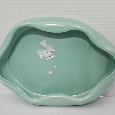 Mid-Century Modern Planter Aqua Ombre Wavy Scalloped Rim Console Bowl