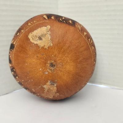 Carved Decorative Gourd With Geometric and Animal Motif Design Southwestern Style Unmarked