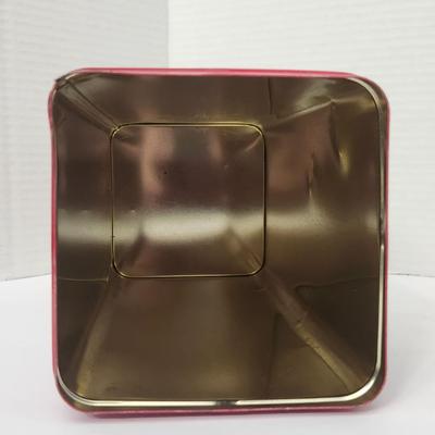 Salerno Golden Goodness Biscuit Tin Tall Red Metal Canister 50 Years Anniversary Child Artwork