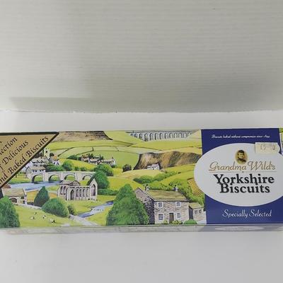Grandma Wild’s Yorkshire Biscuits Collectible Tin Hand Baked Biscuits Scenic England Design