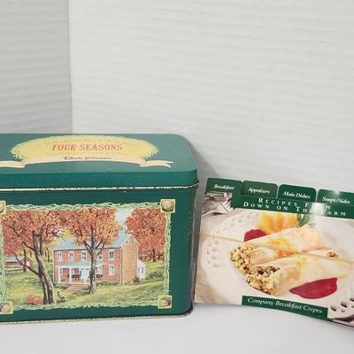 Bob Evans Celebrating Four Seasons Down On The Farm Collectible Tin With Recipe Cards Vintage