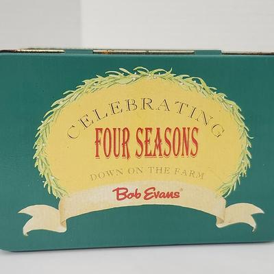 Bob Evans Celebrating Four Seasons Down On The Farm Collectible Tin With Recipe Cards Vintage