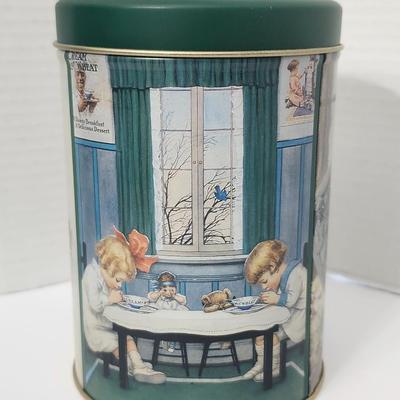 Cream of Wheat Nabisco Collectible Vintage Tin Adding Warmth to Mornings Advertising Kitchen Storage Canister