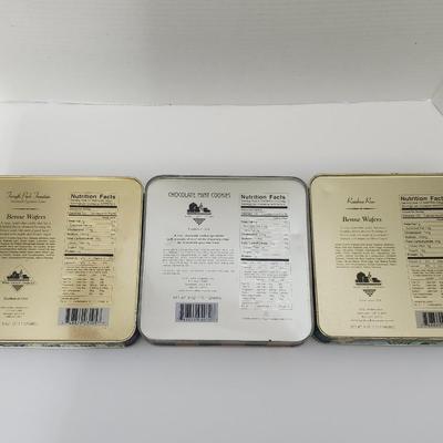 Lot of 3 Byrd Cookie Company Collectible Vintage Tins Chocolate Mint Cookies Forsyth Park Fountain Rainbow Row